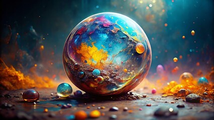 Surreal Moonstone Abstract Art: Bright Paint Splash, Urban Exploration Photography