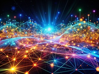 Naklejka premium Surreal Network Data Streams: Abstract Technology Communication