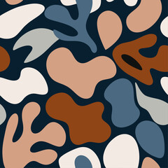 Abstract Organic Fluid Pattern with Contrasting Colors and Dynamic Shapes