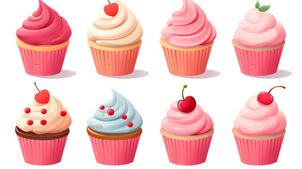 Colorful Retro Cartoon Cupcake Vector Illustration for Bakery Websites and Decorative Purposes