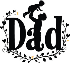 Heartwarming Dad and Child Silhouette Art, Father’s Day Love Illustration
