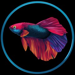 Tropical fish vector illustration on blue sea background