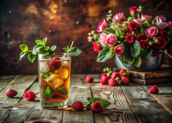 Tilt-Shift Photo: Tea, Berries, Roses – Summer Still Life