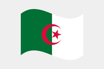 Flag of Algeria. Algeria wavy flag digital vector illustration. Fluttering flag.