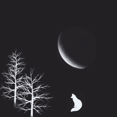 moon and tree