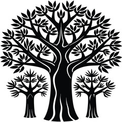 Obraz premium Baobab trees icon set isolated on white background