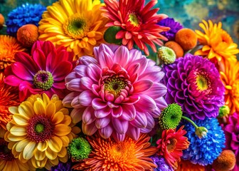 Fototapeta premium Vibrant Colorful Flowers, Floral Texture Background Stock Photo