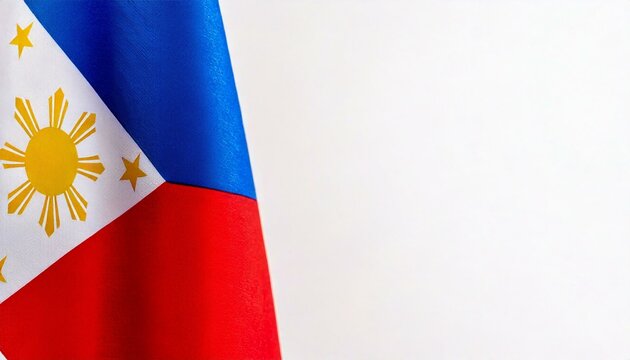 Philippines flag on white background. copy space