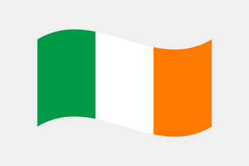 Flag of Ireland. Ireland wavy flag digital vector illustration. Fluttering flag.