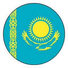 Flag of Kazakhstan. Black edge. Kazakhstan circle flag logo icon computer vector illustration design.