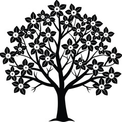 Dogwood trees icon set on white background