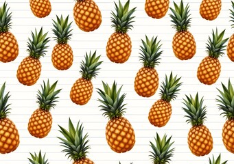 seamless pattern of pineapples on pastel grid notebook paper