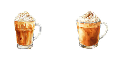 pumpkin spice latte watercolor vector illustration