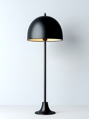 Sleek black floor lamp with dome shade, minimalist design, elegant