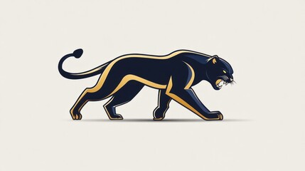 Black Panther Walking, Side Profile, Isolated, Graphic Design, Vector Illustration