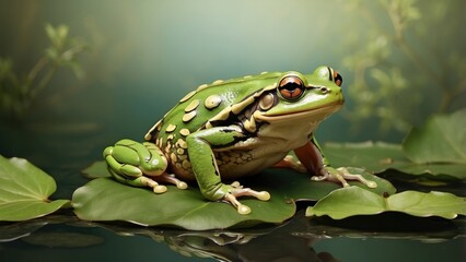 Obraz premium Green Tree Frog Close-Up – Colorful Amphibian on White Background