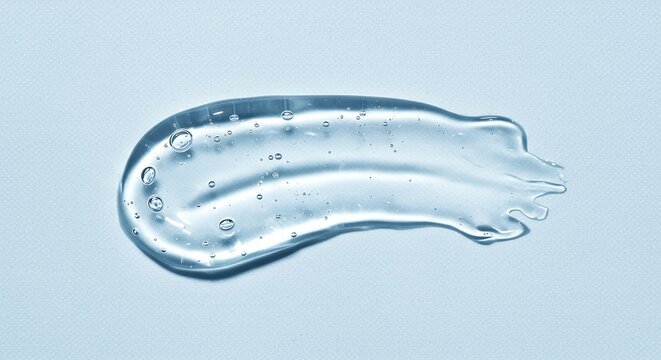 thin thick fluid texture viewed closely clear blue colored liquid gel transparent beauty skin nourishment product sample clear liquid cream mark transparent skin care product long promotional visual