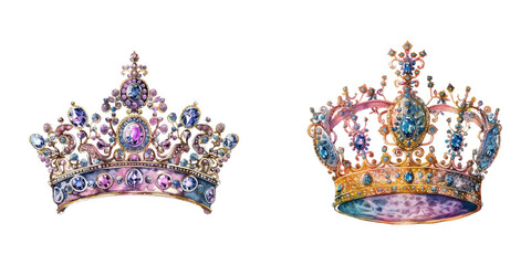 rhinestone crown watercolor vector illustration © Dar