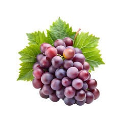 Obraz premium A bunch of grapes with a leaf on it on a transparent background