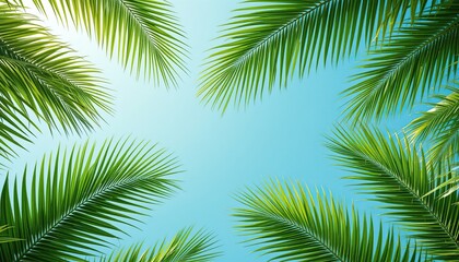 Fototapeta premium Lush Green Palm Leaves against a Sunny Sky