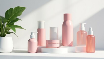 Clean minimalist product display on white backdrop, fresh, shiny