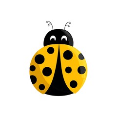 Obraz premium A cartoon yellow ladybug with black spots and antennae