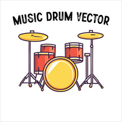Drum Set Vector Illustration. Musical Drum Kit Vector.