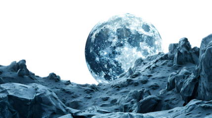 Detailed Rising Moon Isolated on White Background Aspect Ratio 16:9 Version 6 for Professional Projects
