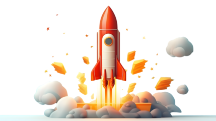 Innovative Startup Concept: Rocket Launching into Space - Professional Business Idea Visualization