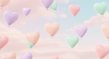 Pastel Hearts Aloft AI Generated