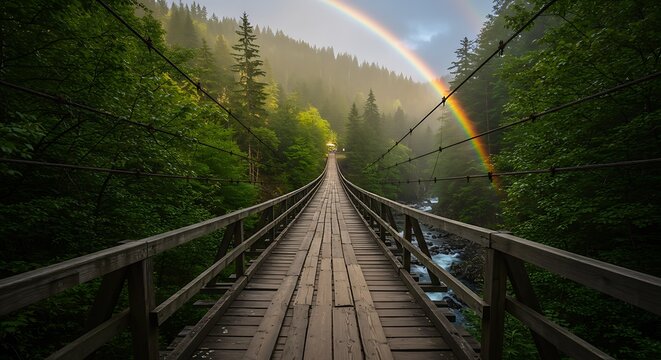 Emerald Canopy, Rainbow's Promise AI Generated