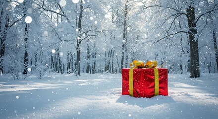 Naklejka premium Winter's Golden Surprise AI Generated