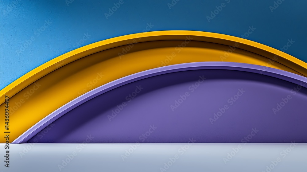 Aufkleber vibrant curved layers of colorful materials creating a modern artistic backdrop in a studio