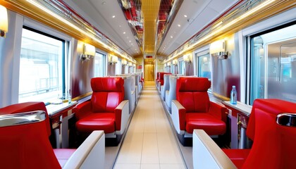 Experience luxurious first-class train interiors premium seating high-fidelity ambiance modern rail travel interior design comfort