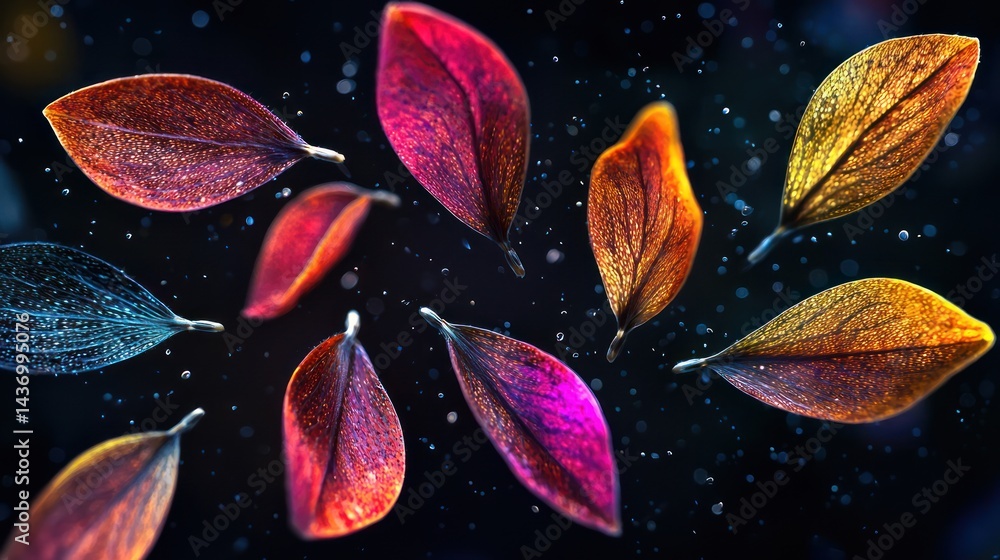 Poster a set of colorful seeds forming an abstract pattern