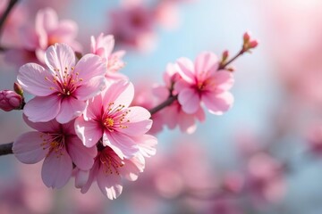 Fototapeta premium Delicate pink sakura blossoms, full bloom, intricate pattern , pastel, flower, design