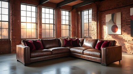 Obraz premium Industrial loft living room.
