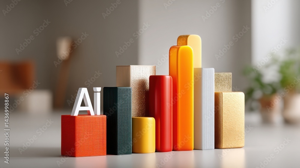 Poster group of colorful building blocks stacked together symbolizing playful learning and creativity in a 