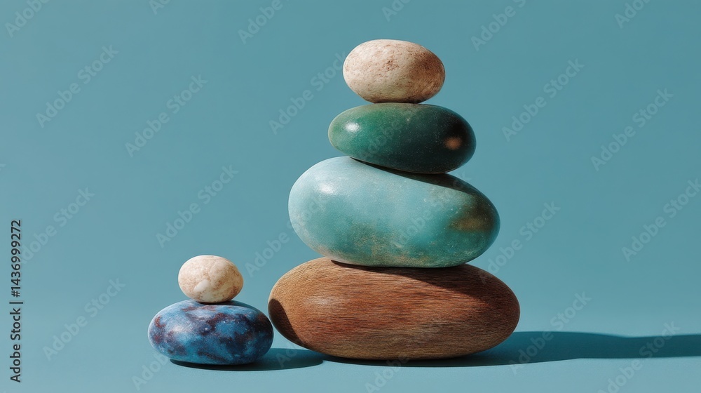 Poster stack of rocks representing asset allocation balancing and dividing funds across various investment 