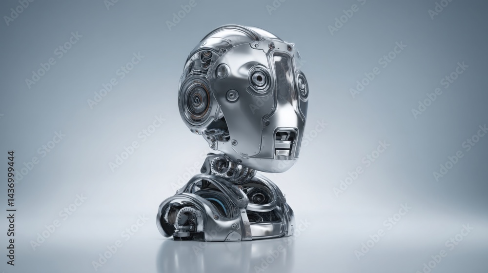 Poster robot depicting the concept of automated image to text content generation with advanced technology a