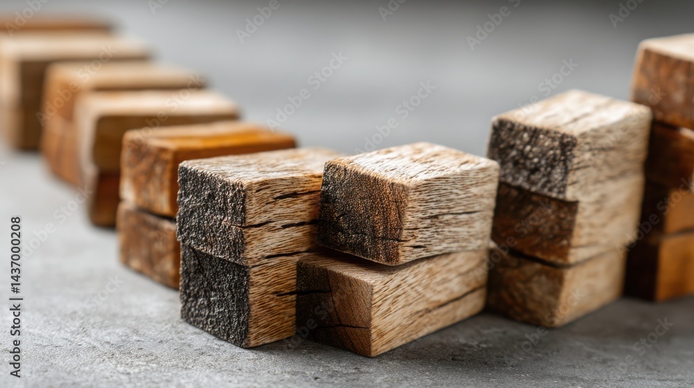Poster a simple wooden block representing the foundation of financial strategies and recovery planning conc