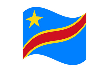 Flag of Congo Democratic. Congo Democratic wavy flag digital vector illustration.