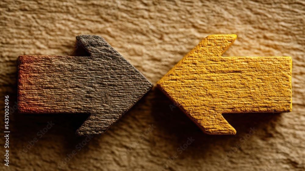 Aufkleber two distinctive small yellow and black shapes representing divergence signals in financial indicator