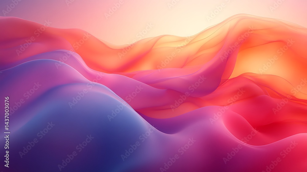 Sticker abstract colorful waves of light and shadow