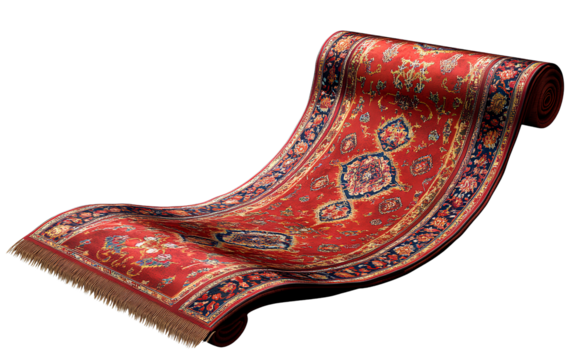  A flying carpet with an oriental pattern on it, transparent background PNG file, high resolution, PNG format