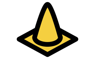 三角コーンのシンプルな線画のアイソメトリックイラスト