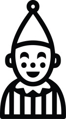 Cheerful clown icon with happy face