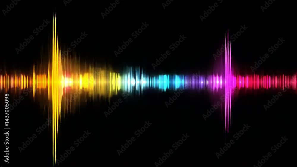 Poster vibrant sound wave graphic colorful spectrum of audio visualization technology in music design with 