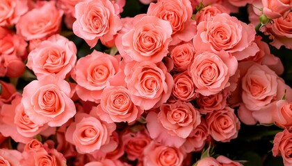 Coral roses close-up