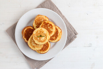 Kue Kamir. Kamir cake. served on a white plate. with copy space. originated from Pemalang, Middle Java, Indonesia.